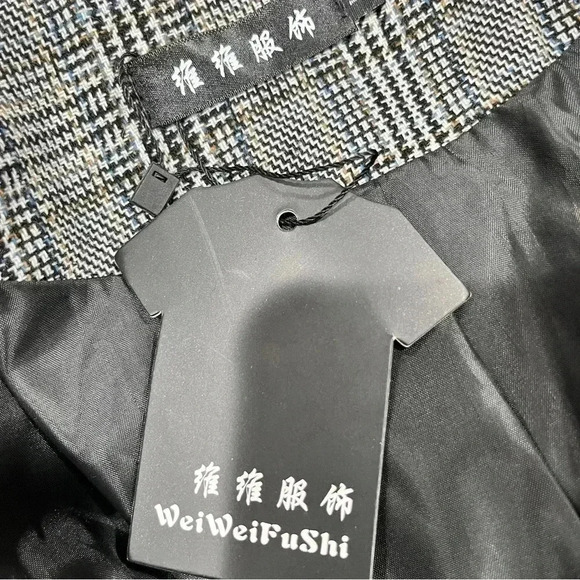 Academia jacket tweed button front, pleated bell sleeves pleated hem - Picture 8 of 8